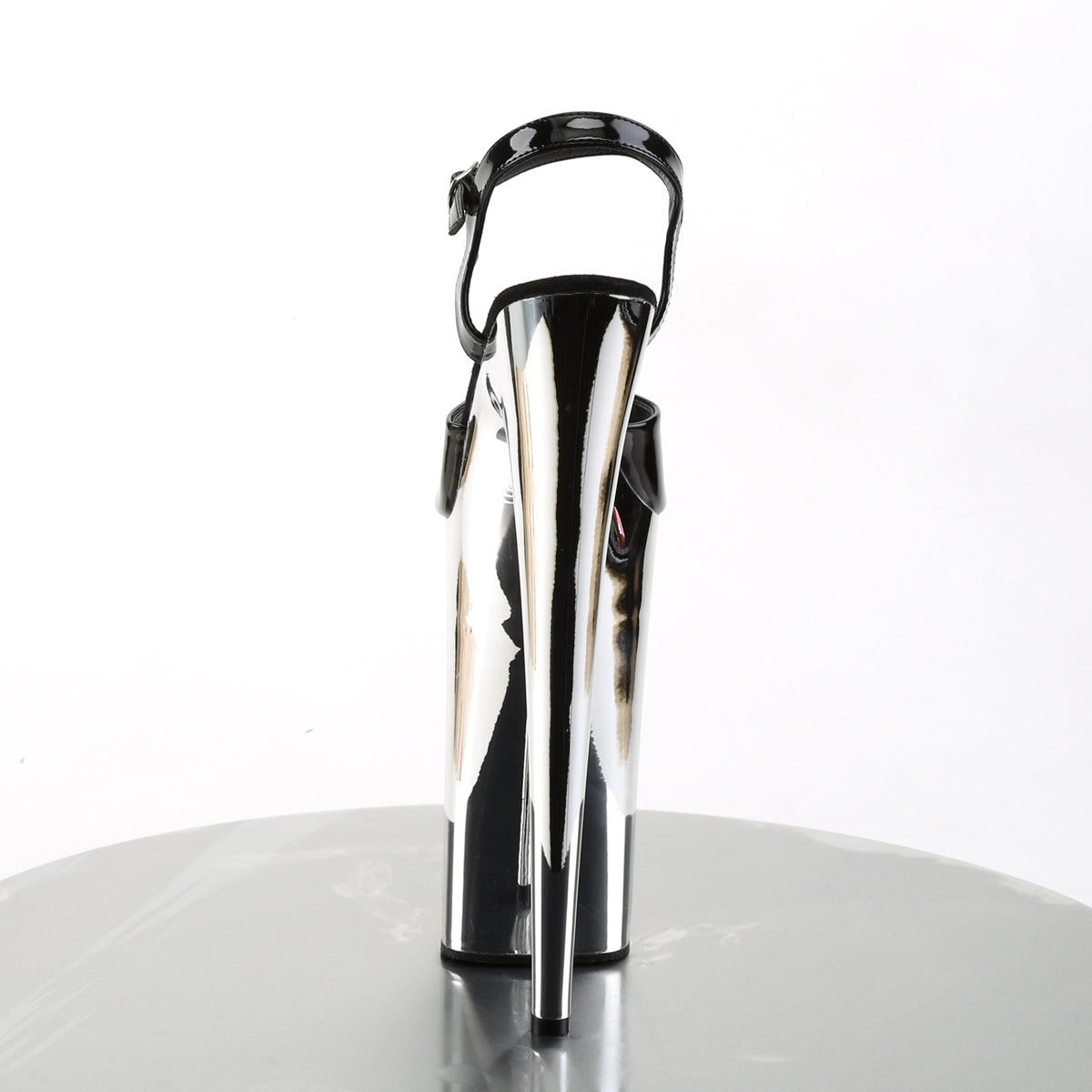 BEYOND-009 Pleaser Black/Silver Chrome Platform Shoes [Extreme High Heels]