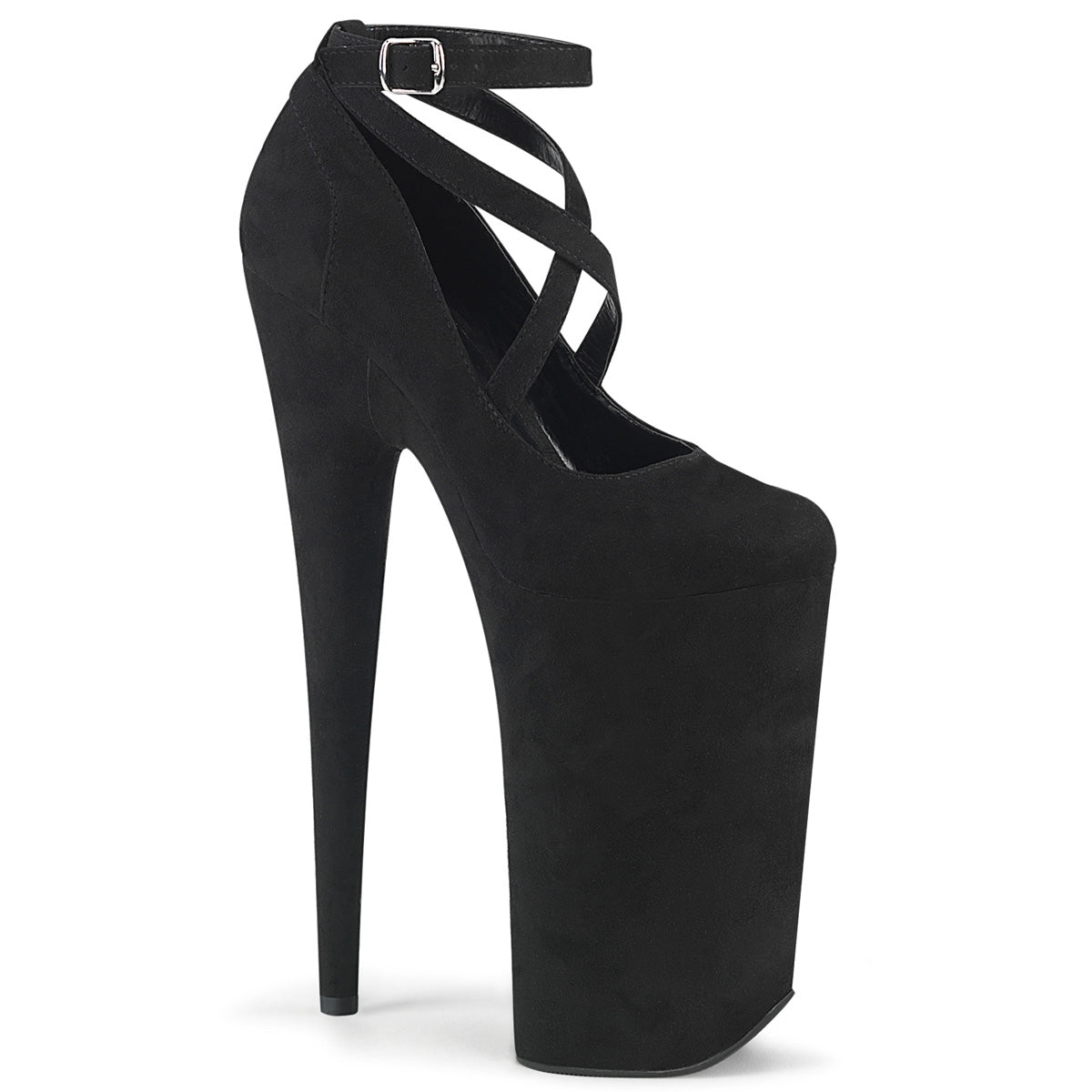 BEYOND-087FS Strippers Heels Pleaser Platforms (Exotic Dancing) Blk Faux Suede/Blk Faux Suede