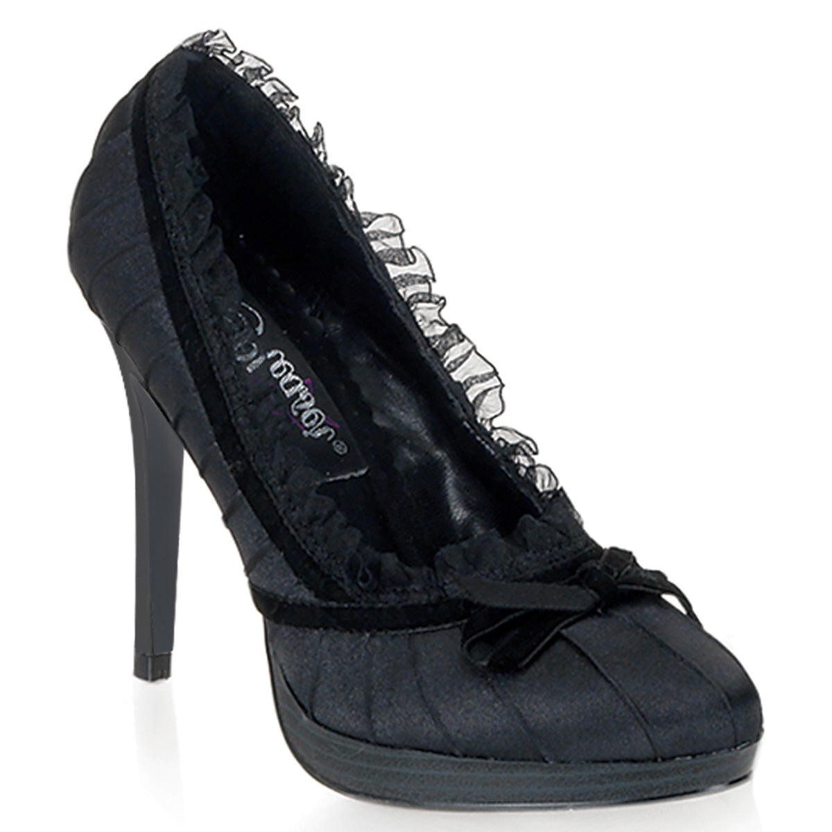 BLISS-38 Retro Glamour Pin Up Couture Platforms Blk Satin