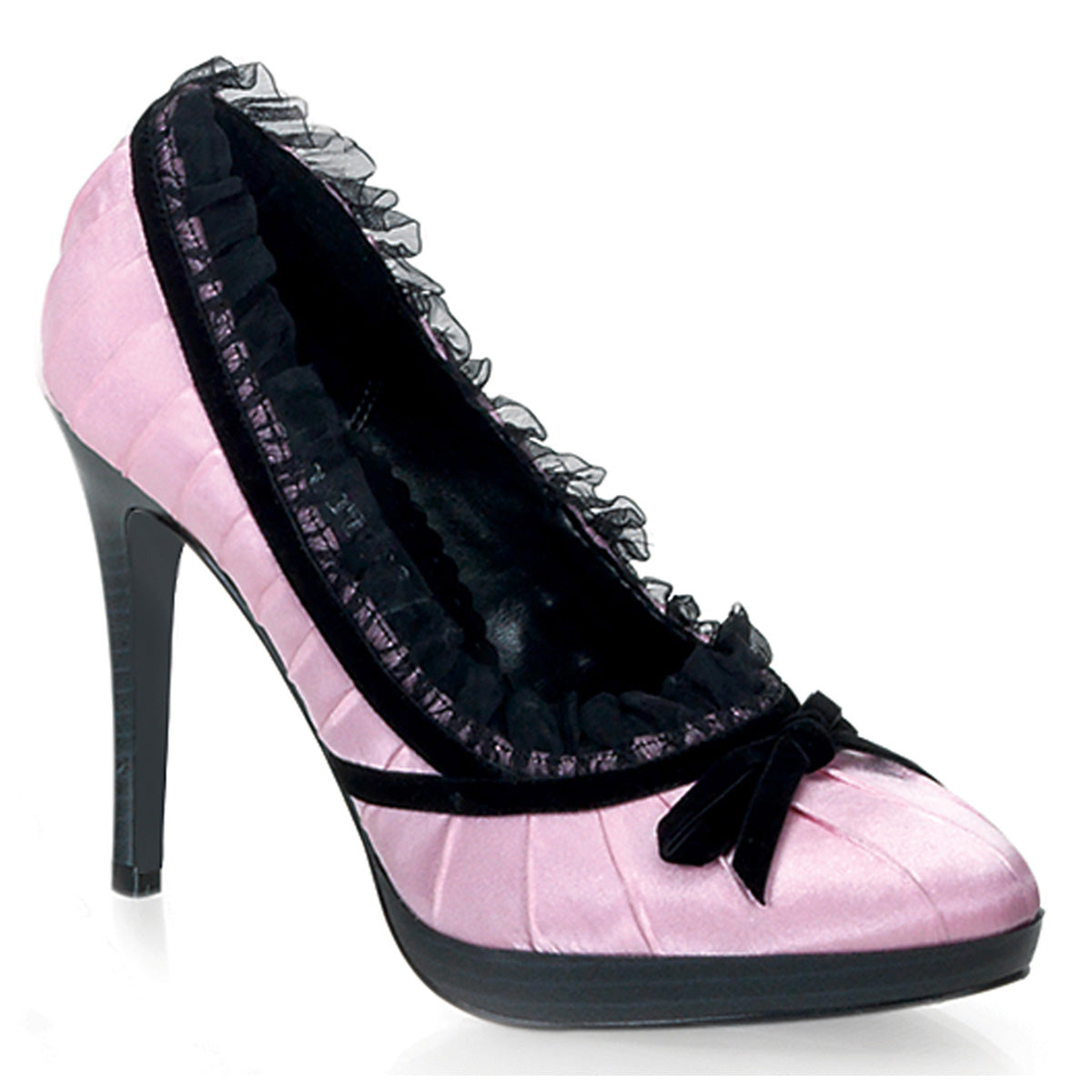 BLISS-38 Retro Glamour Pin Up Couture Platforms Pink-Blk Satin