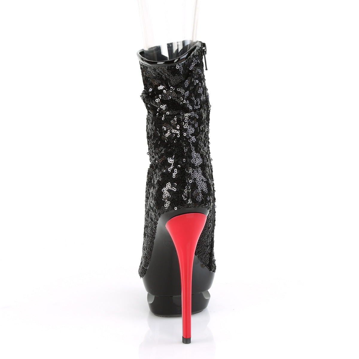 BLONDIE-R-1008 Pleaser Black Sequins/Black-Red Platform Shoes [Sexy Ankle Boots]