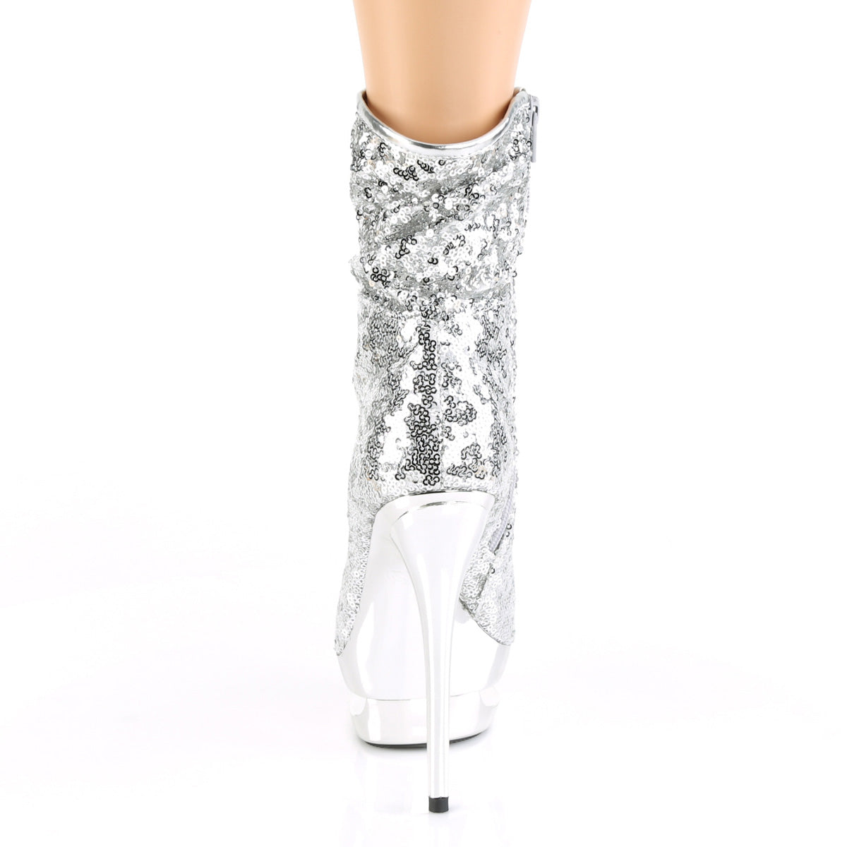 BLONDIE-R-1009 Pleaser Silver Sequins/Silver Chrome Platform Shoes [Sexy Ankle Boots]