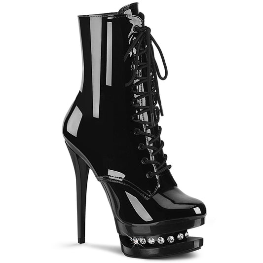 BLONDIE-R-1020 Strippers Heels Pleaser Platforms (Exotic Dancing) Blk Pat/Blk