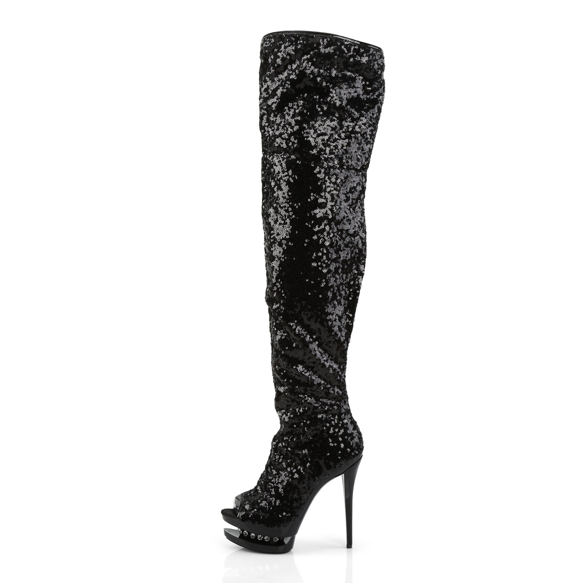 BLONDIE-R-3011 Pleaser Black Sequins/Black Platform Shoes [Kinky Boots]