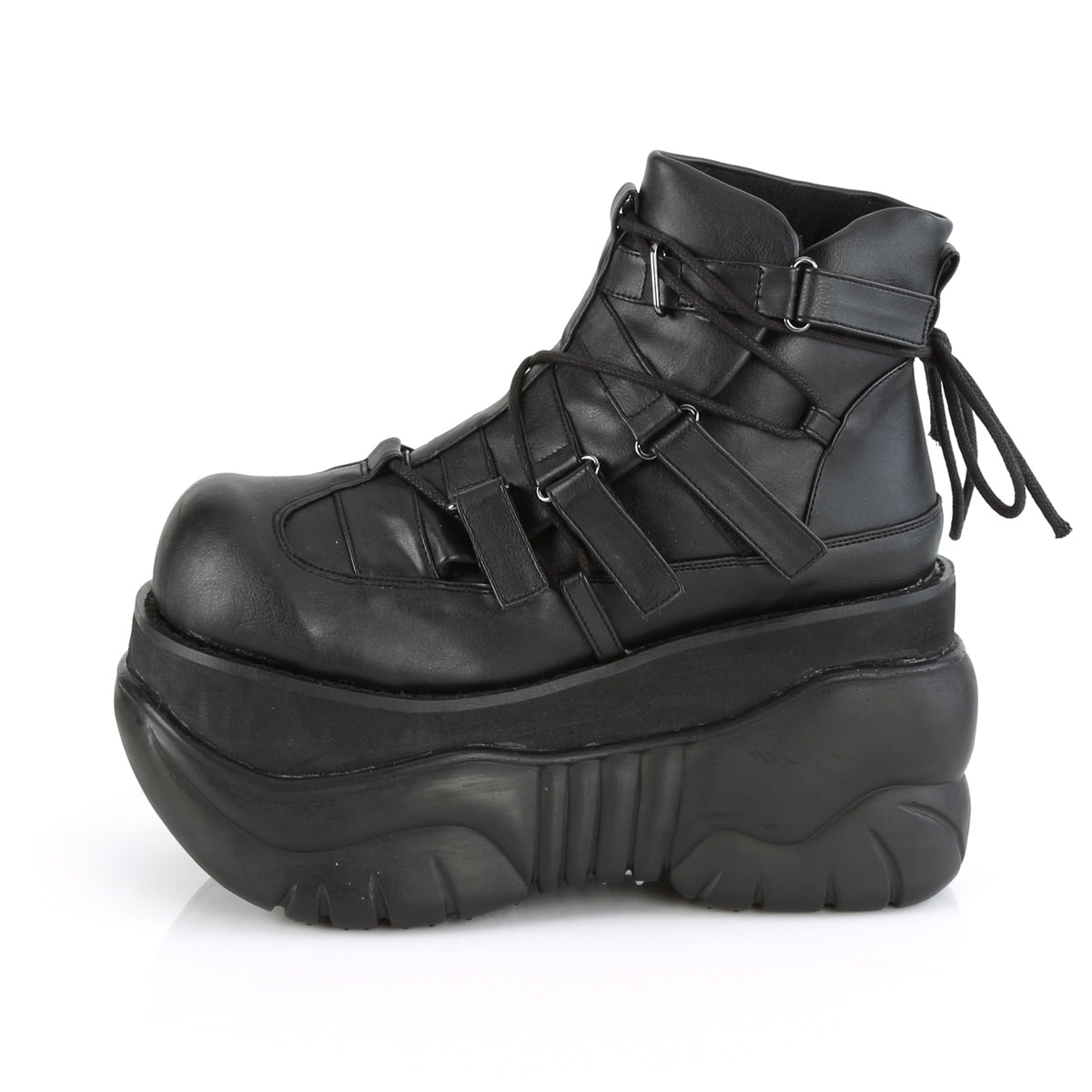 BOXER-13 Demonia Black Vegan Leather Unisex Platform Shoes & Boots [Demonia Cult Alternative Footwear]