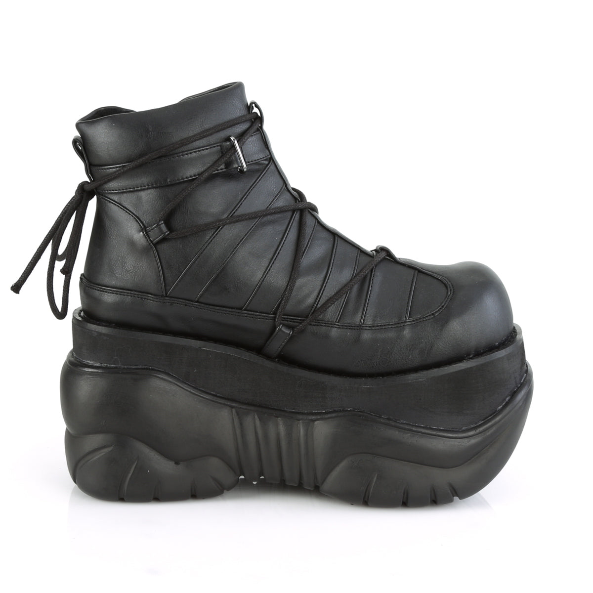 BOXER-13 Demonia Black Vegan Leather Unisex Platform Shoes & Boots [Demonia Cult Alternative Footwear]