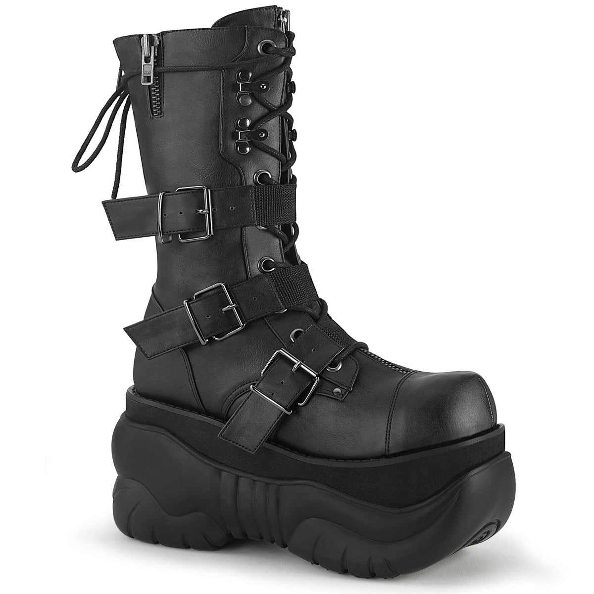 BOXER-230 Alternative Footwear Demonia Unisex Platform Shoes & Boots Blk Vegan Leather