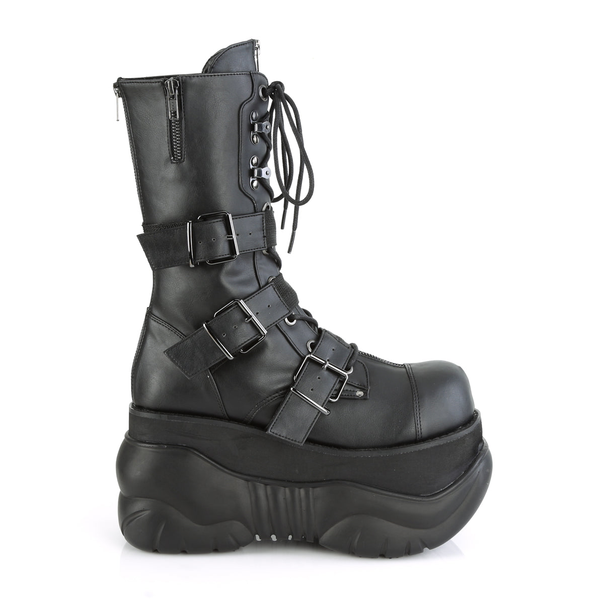 BOXER-230 Demonia Black Vegan Leather Unisex Platform Shoes & Boots [Demonia Cult Alternative Footwear]