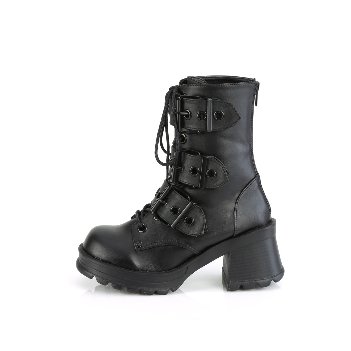 BRATTY-118 Demonia Black Vegan Leather Women's Ankle Boots [Demonia Cult Alternative Footwear]