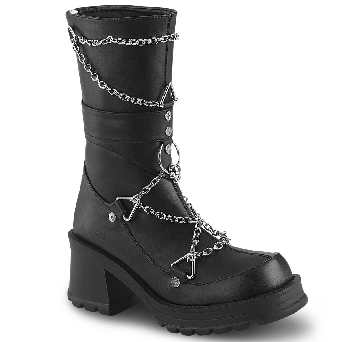 BRATTY-120 Alternative Footwear Demonia Women's Mid-Calf & Knee High Boots Blk Vegan Leather