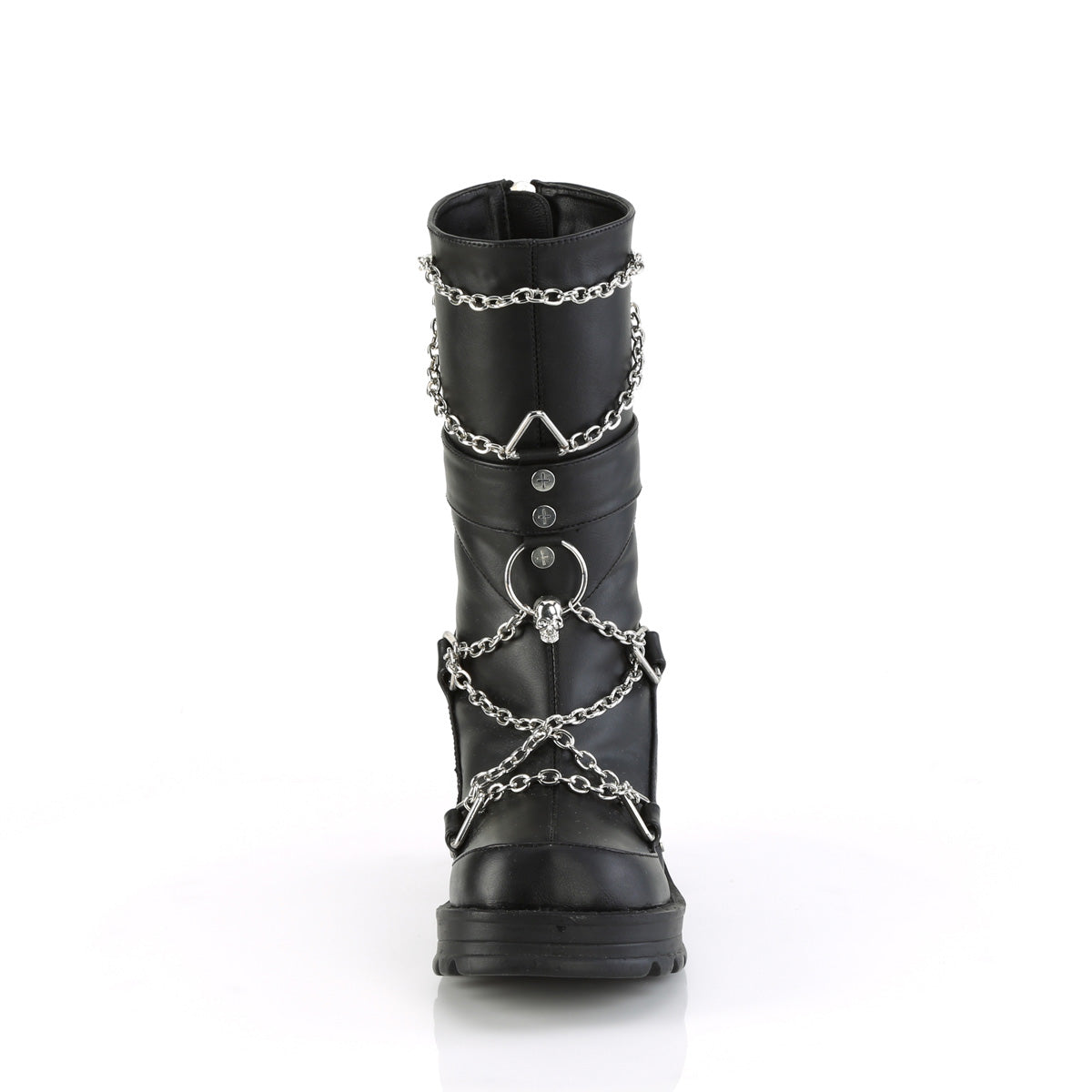 BRATTY-120 Demonia Black Vegan Leather Women's Mid-Calf & Knee High Boots [Demonia Cult Alternative Footwear]