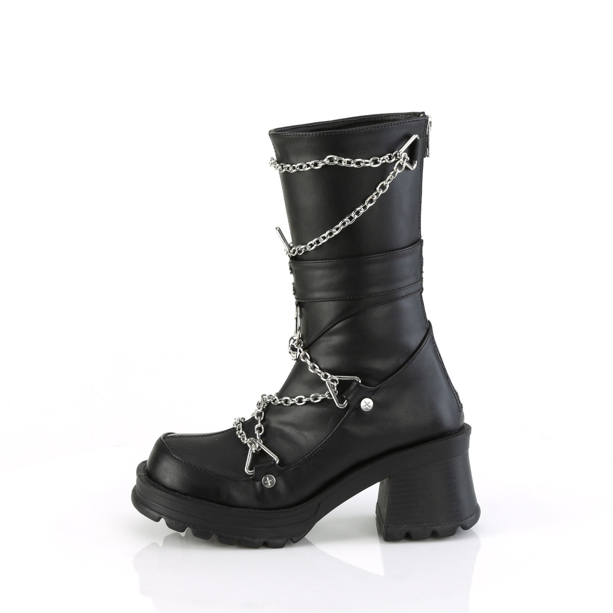 BRATTY-120 Demonia Black Vegan Leather Women's Mid-Calf & Knee High Boots [Demonia Cult Alternative Footwear]