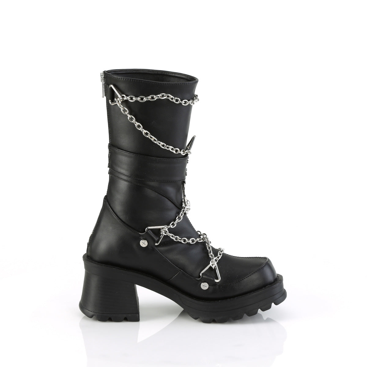 BRATTY-120 Demonia Black Vegan Leather Women's Mid-Calf & Knee High Boots [Demonia Cult Alternative Footwear]