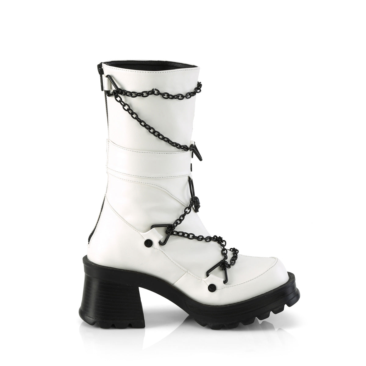 BRATTY-120 Demonia White Vegan Leather Women's Mid-Calf & Knee High Boots [Alternative Footwear]