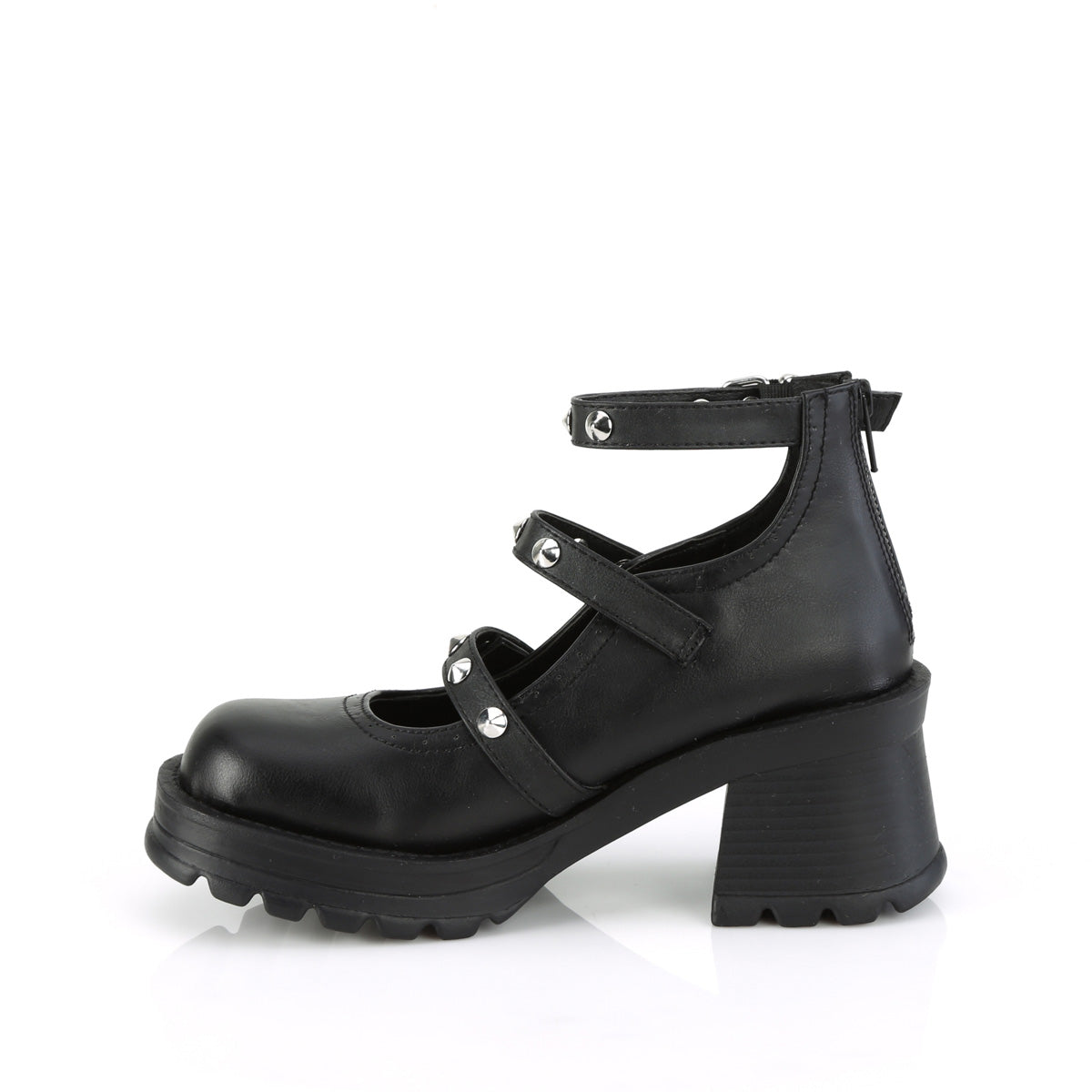 BRATTY-30 Demonia Black Vegan Leather Women's Heels & Platform Shoes [Demonia Cult Alternative Footwear]