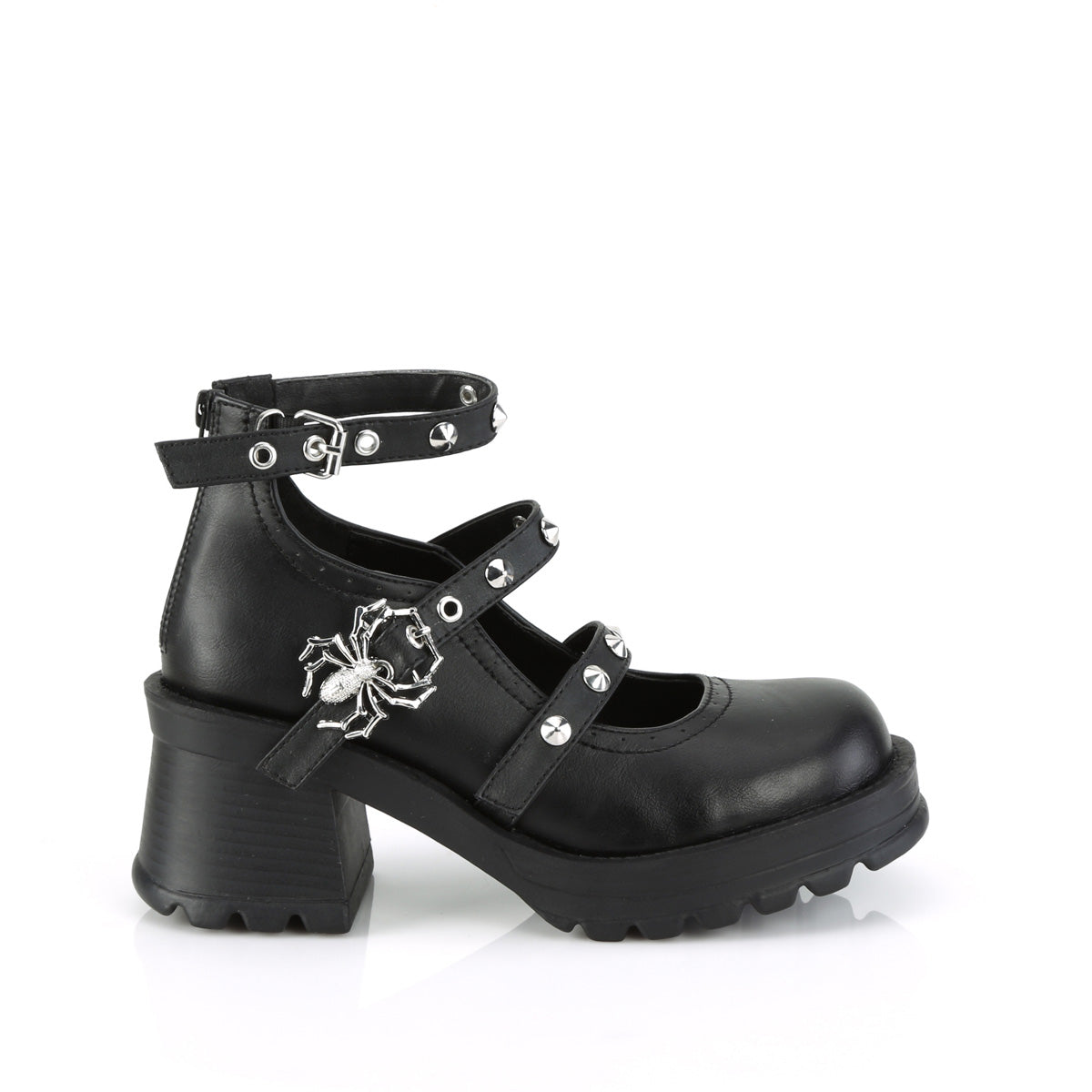 BRATTY-30 Demonia Black Vegan Leather Women's Heels & Platform Shoes [Demonia Cult Alternative Footwear]