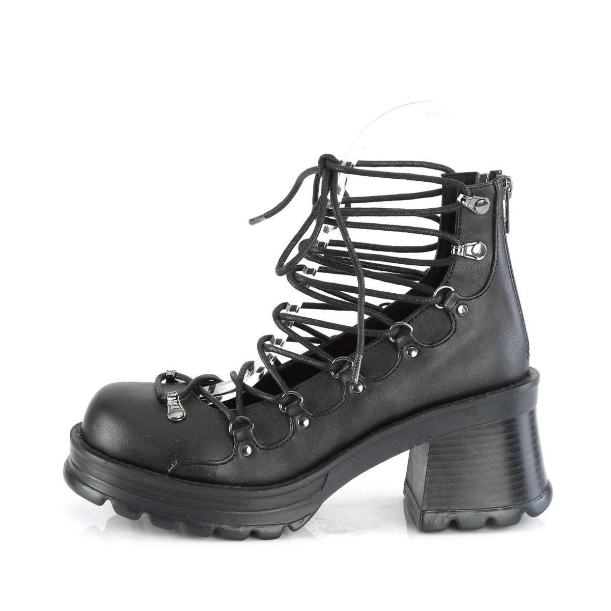 BRATTY-32 Demonia Black Vegan Leather Women's Heels & Platform Shoes [Demonia Cult Alternative Footwear]