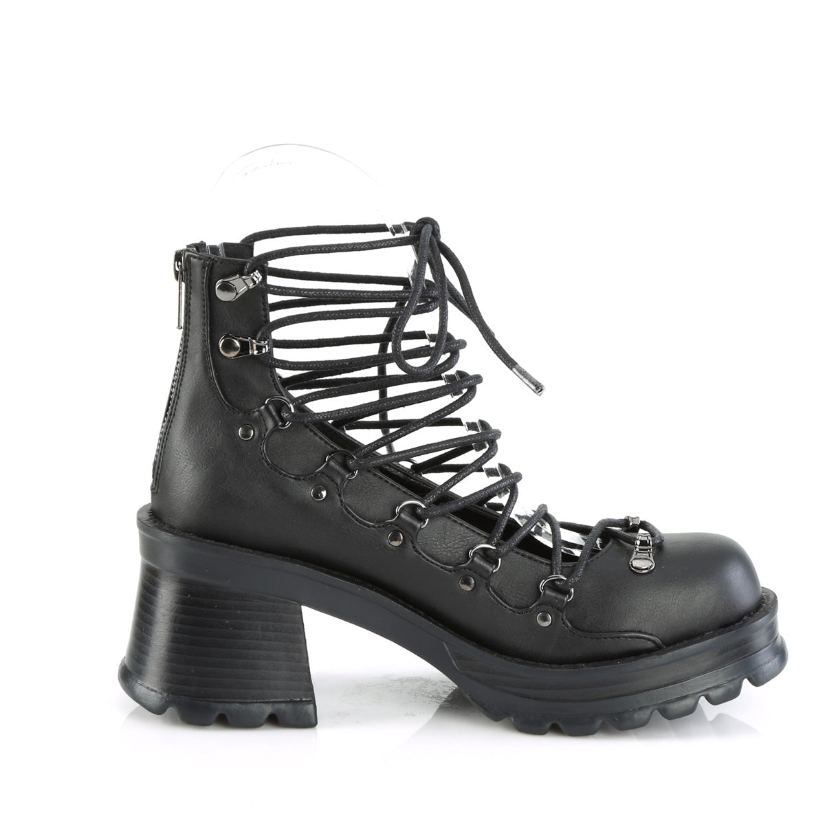 BRATTY-32 Demonia Black Vegan Leather Women's Heels & Platform Shoes [Demonia Cult Alternative Footwear]