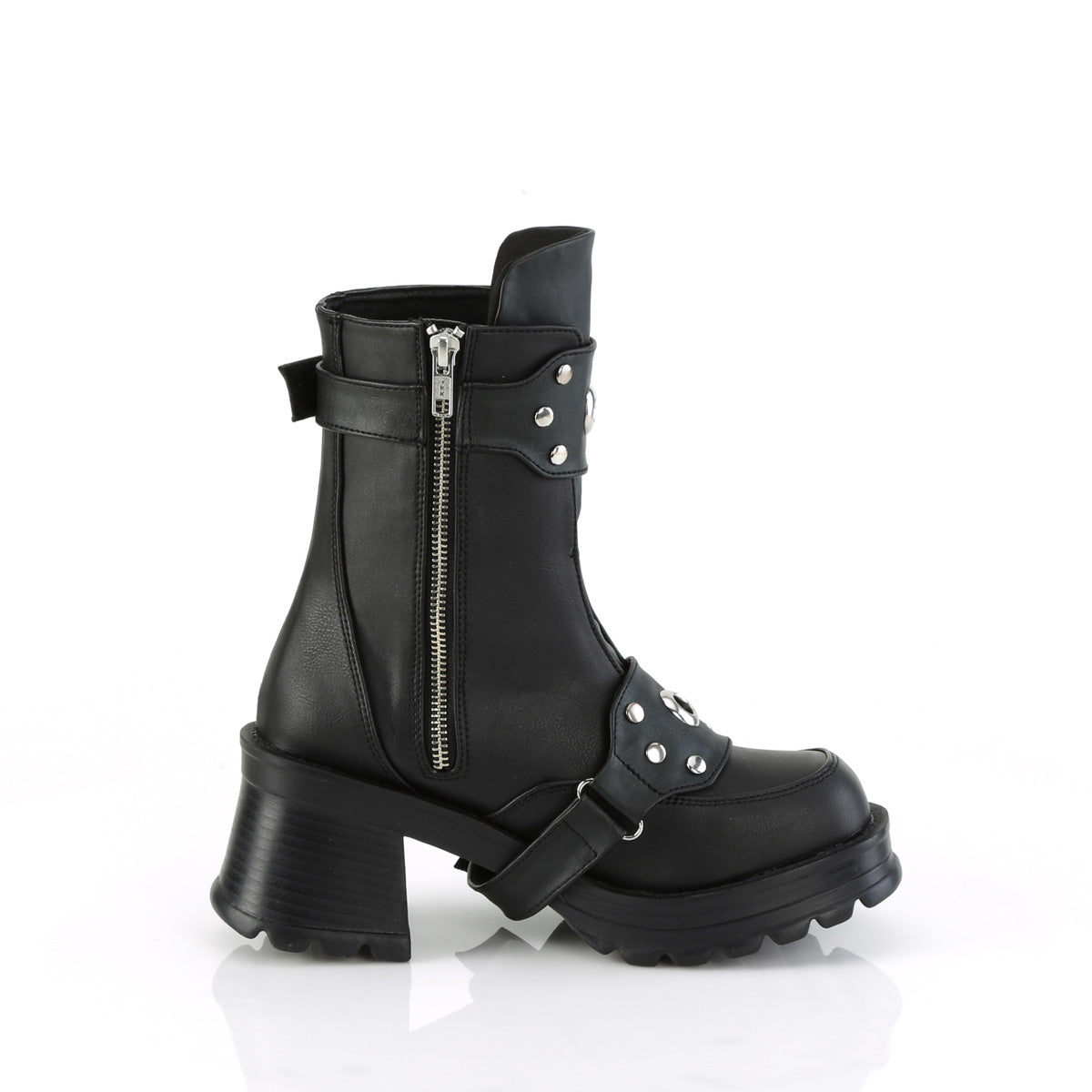 BRATTY-56 Demonia Black Vegan Leather Women's Ankle Boots [Alternative Footwear]