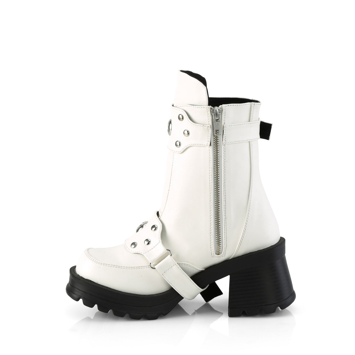 BRATTY-56 Demonia White Vegan Leather Women's Ankle Boots [Alternative Footwear]