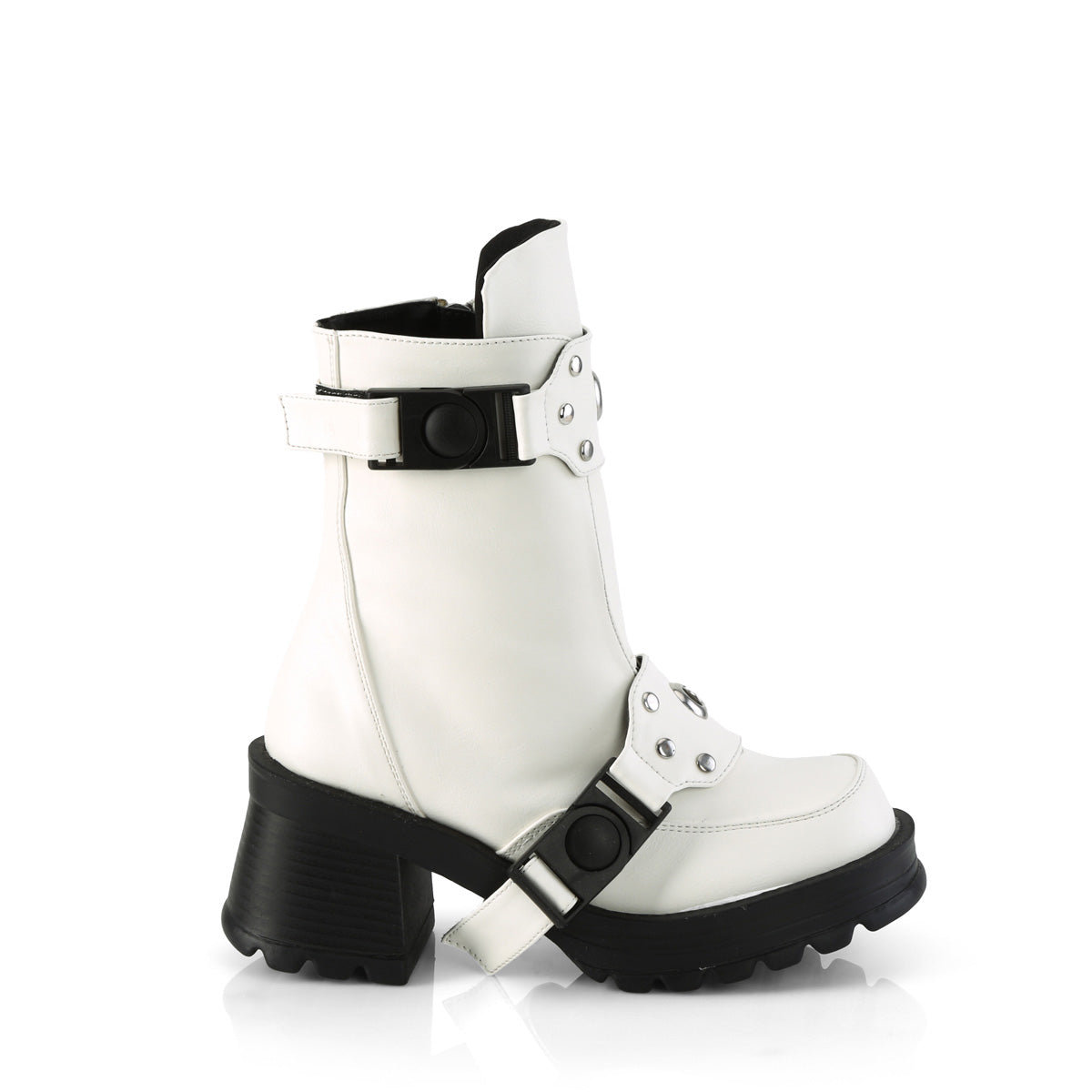 BRATTY-56 Demonia White Vegan Leather Women's Ankle Boots [Alternative Footwear]