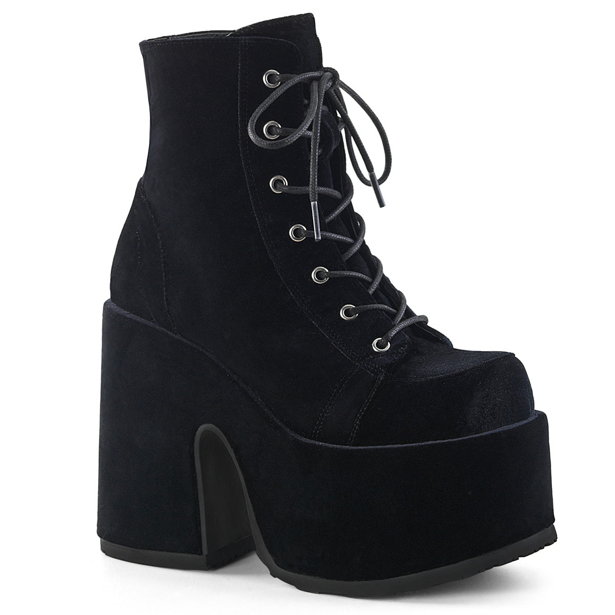 CAMEL-203 Alternative Footwear Demonia Women's Ankle Boots Blk Velvet