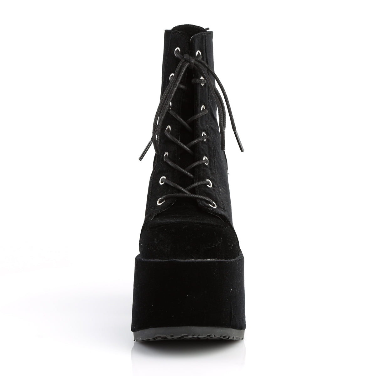 CAMEL-203 Demonia Black Velvet Women's Ankle Boots [Demonia Cult Alternative Footwear]