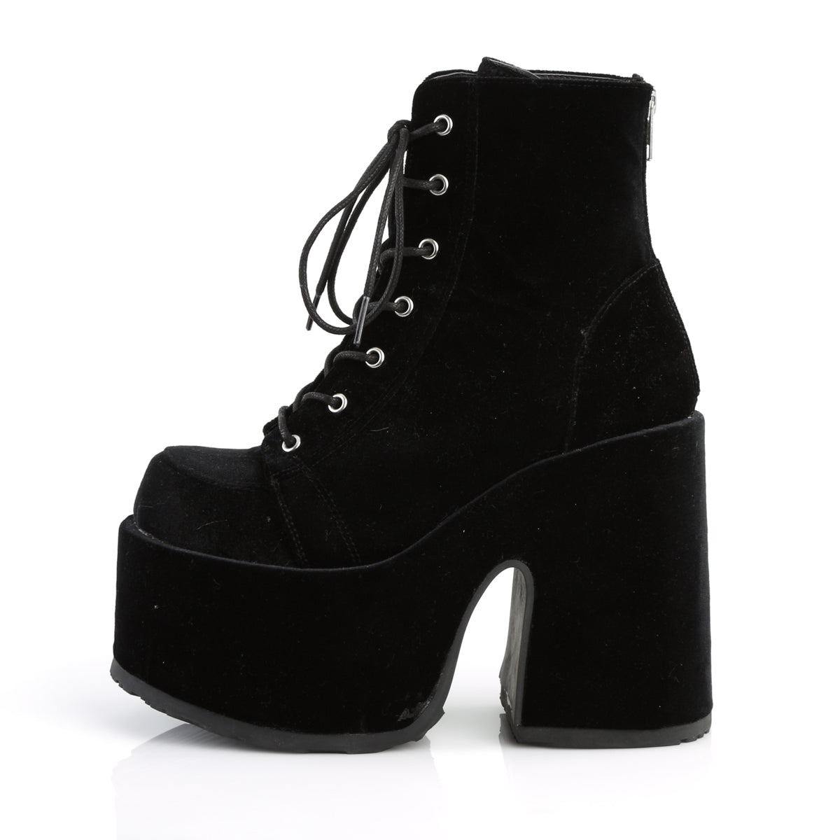 CAMEL-203 Demonia Black Velvet Women's Ankle Boots [Demonia Cult Alternative Footwear]