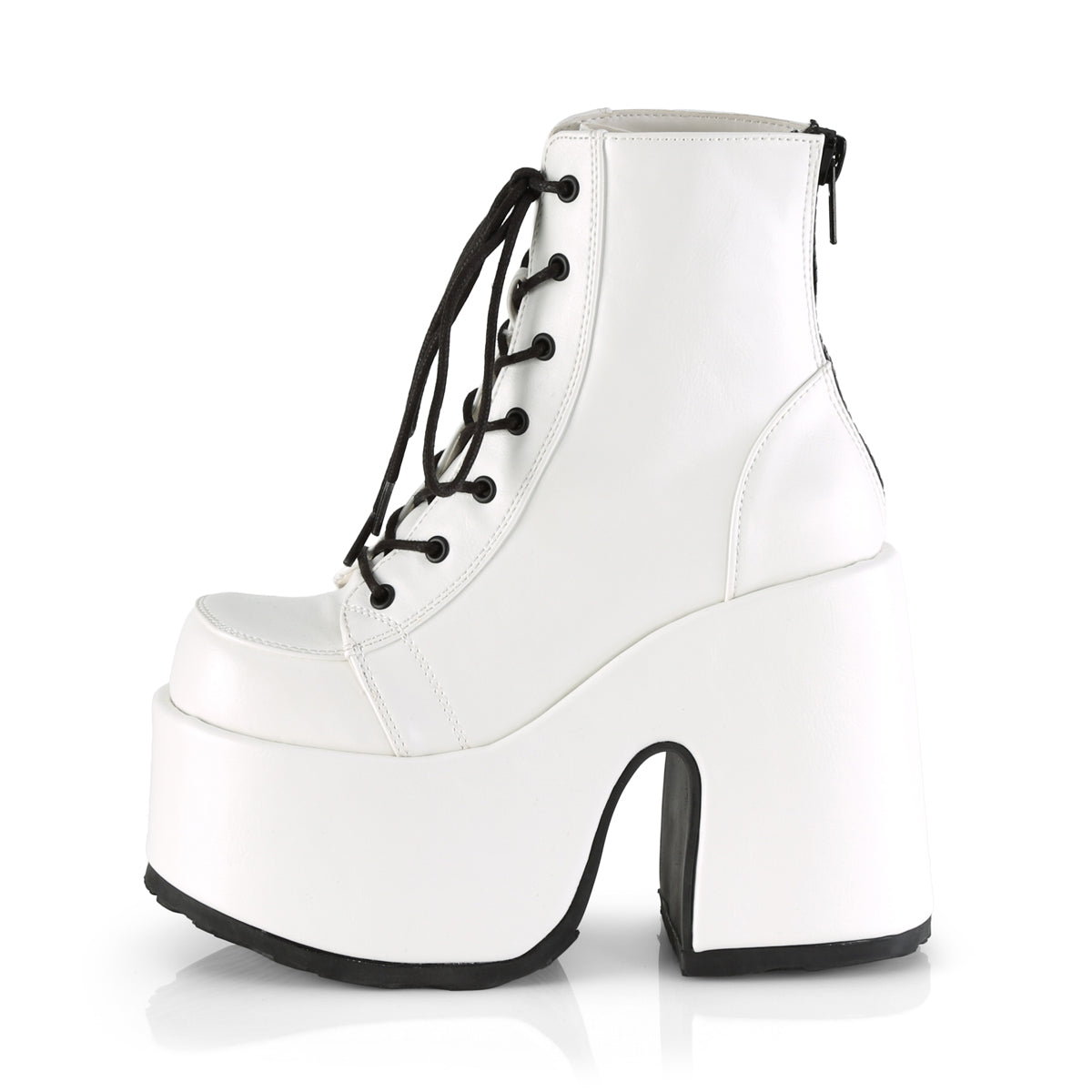 CAMEL-203 Demonia White Vegan Leather Women's Ankle Boots [Demonia Cult Alternative Footwear]