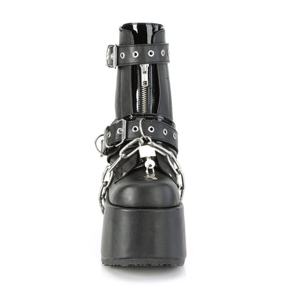 camel 203 alternative footwear Demonia Gothic womens ankle boots wht vegan leather