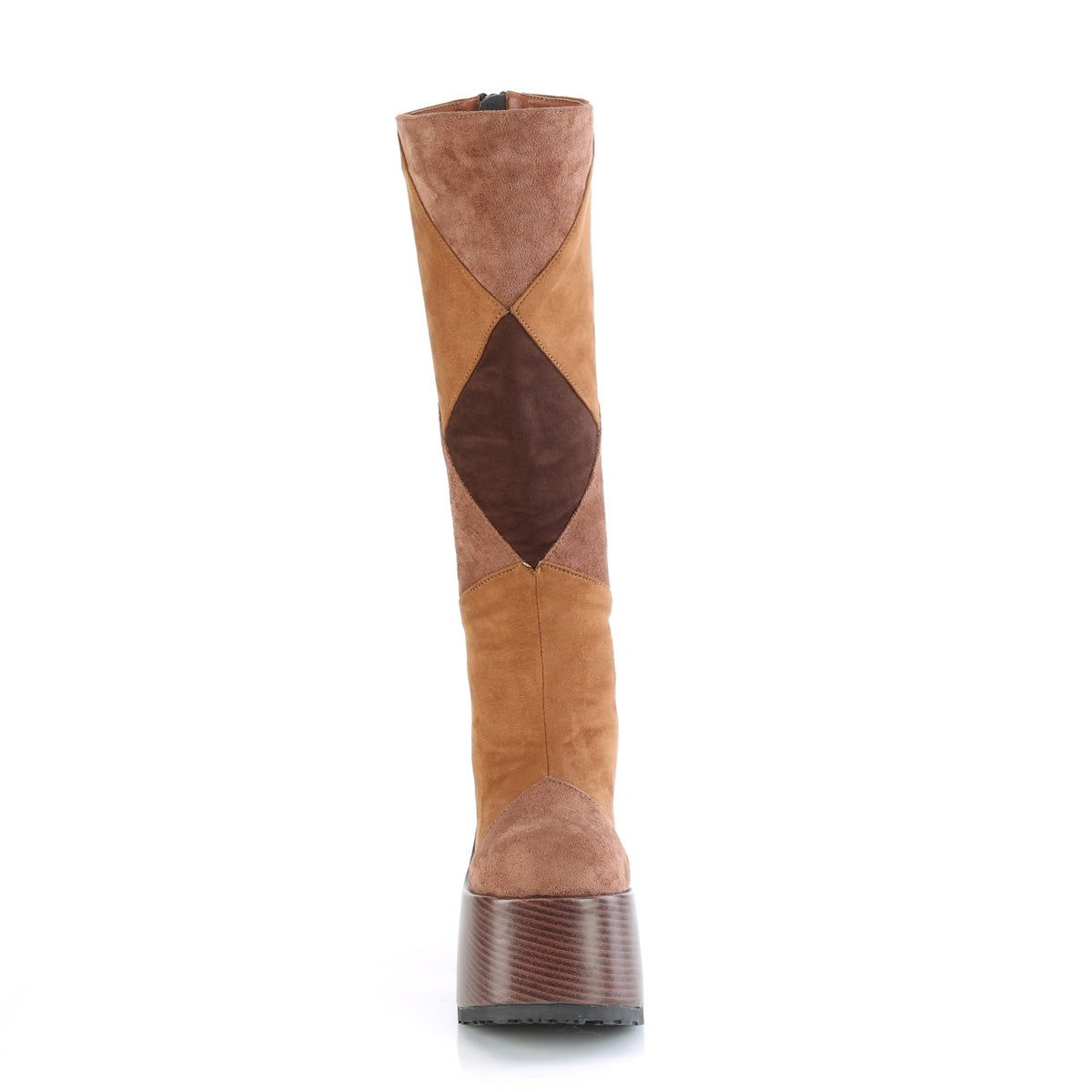 CAMEL-280 Demonia Brown Multi Vegan Suede Women's Mid-Calf & Knee High Boots [Demonia Cult Alternative Footwear]