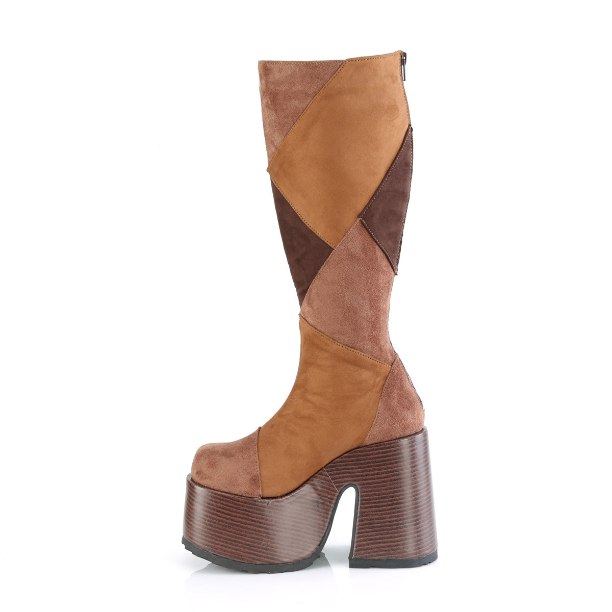 CAMEL-280 Demonia Brown Multi Vegan Suede Women's Mid-Calf & Knee High Boots [Demonia Cult Alternative Footwear]