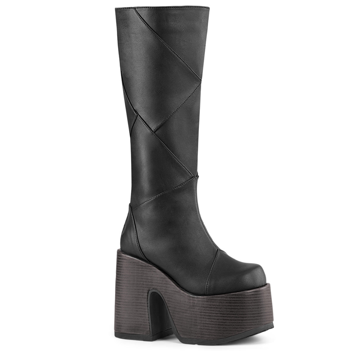 CAMEL-280 Alternative Footwear Demonia Women's Mid-Calf & Knee High Boots Blk Vegan Leather