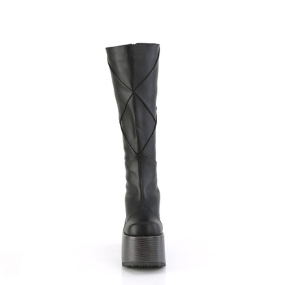 camel 250 alternative footwear Demonia Gothic womens mid calf knee high boots blk vegan leather