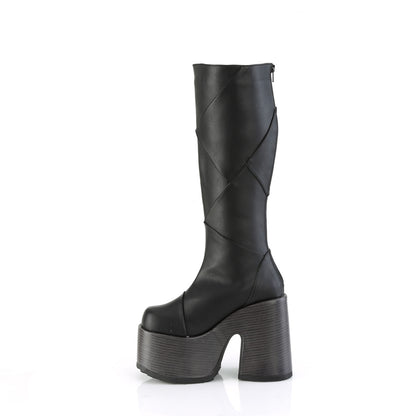 camel 250 alternative footwear Demonia SKA womens mid calf knee high boots blk vegan leather