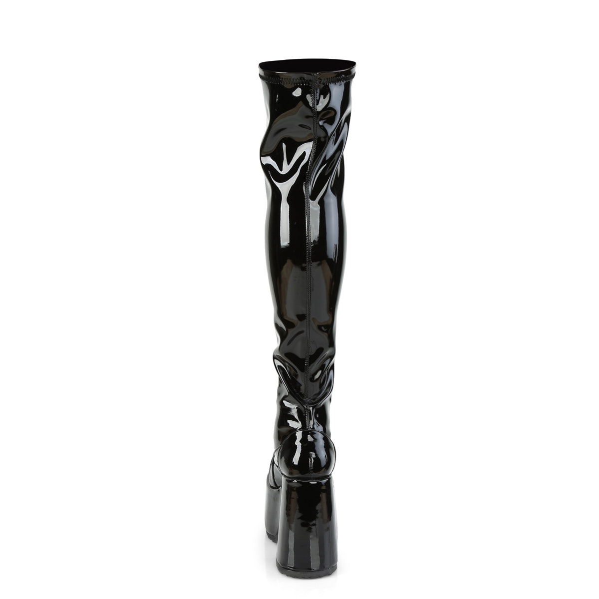 CAMEL-300 Demonia Black Stretch Patent Women's Over-the-Knee Boots [Demonia Cult Alternative Footwear]