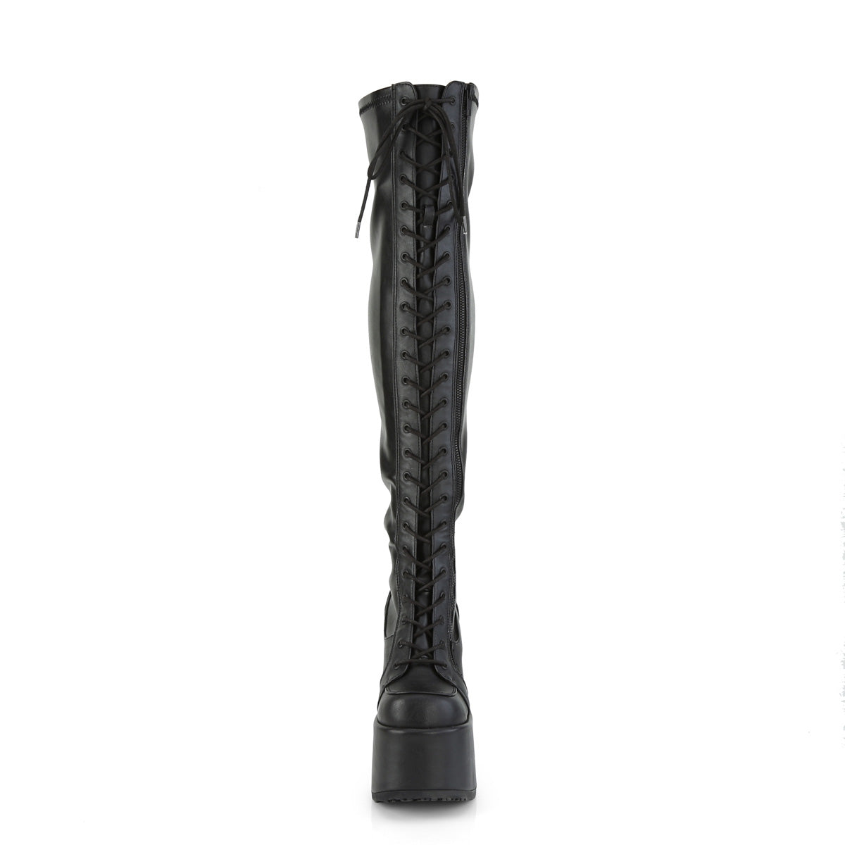 CAMEL-300 Demonia Black Stretch Vegan Leather Women's Over-the-Knee Boots [Demonia Cult Alternative Footwear]