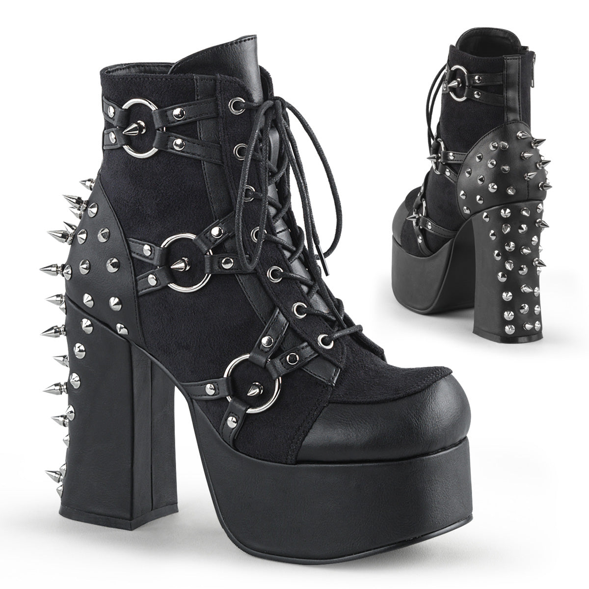 CHARADE-100 Alternative Footwear Demonia Women's Ankle Boots Blk Vegan Leather-Suede