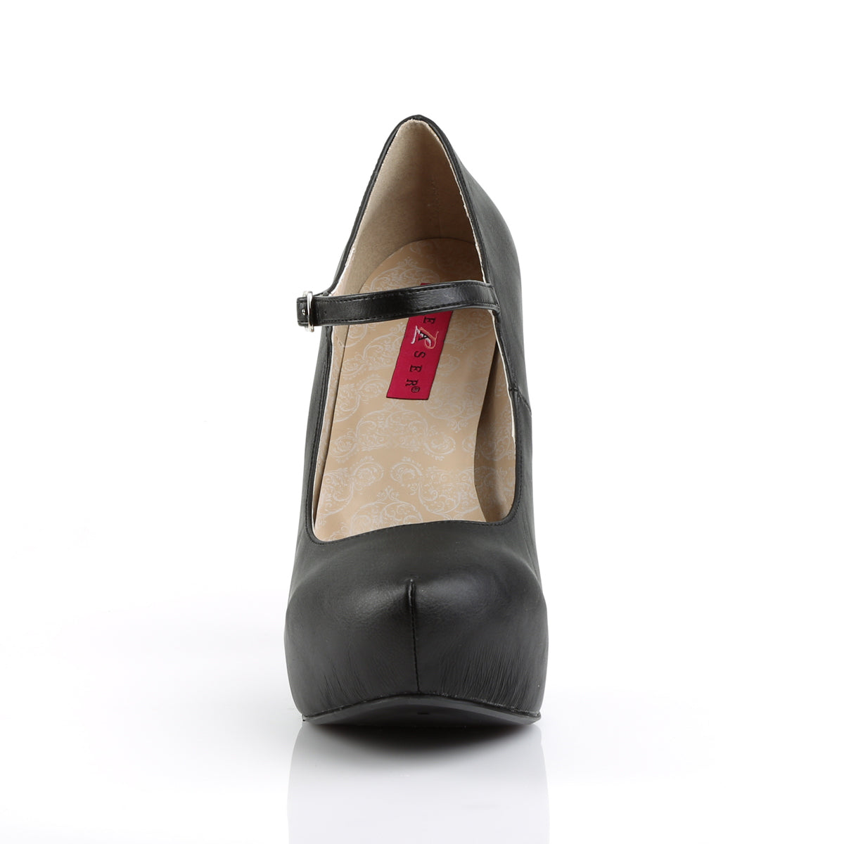 CHLOE-02 Large Size Ladies Heels with Pleaser Pink Label Platform Black Faux Leather