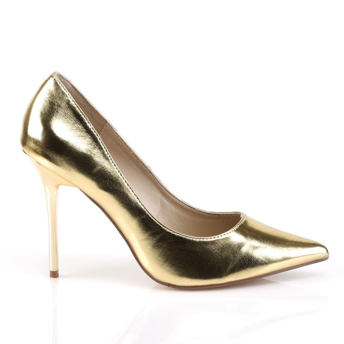 CLASSIQUE-20 Pleaser Gold Met Pu Single Sole Shoes [Fetish Shoes]