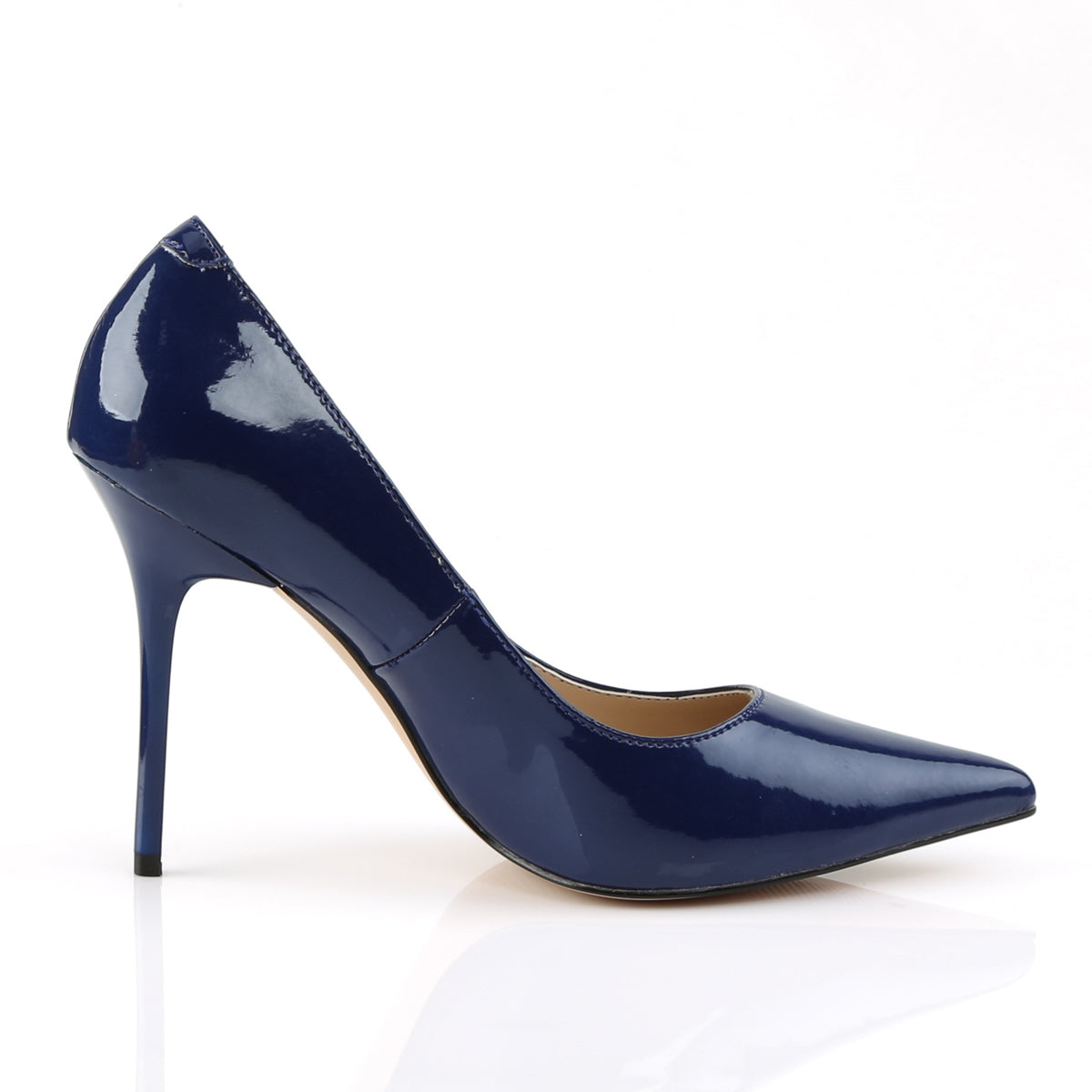 CLASSIQUE-20 Pleaser Navy Blue Patent Single Sole Shoes [Fetish Shoes]