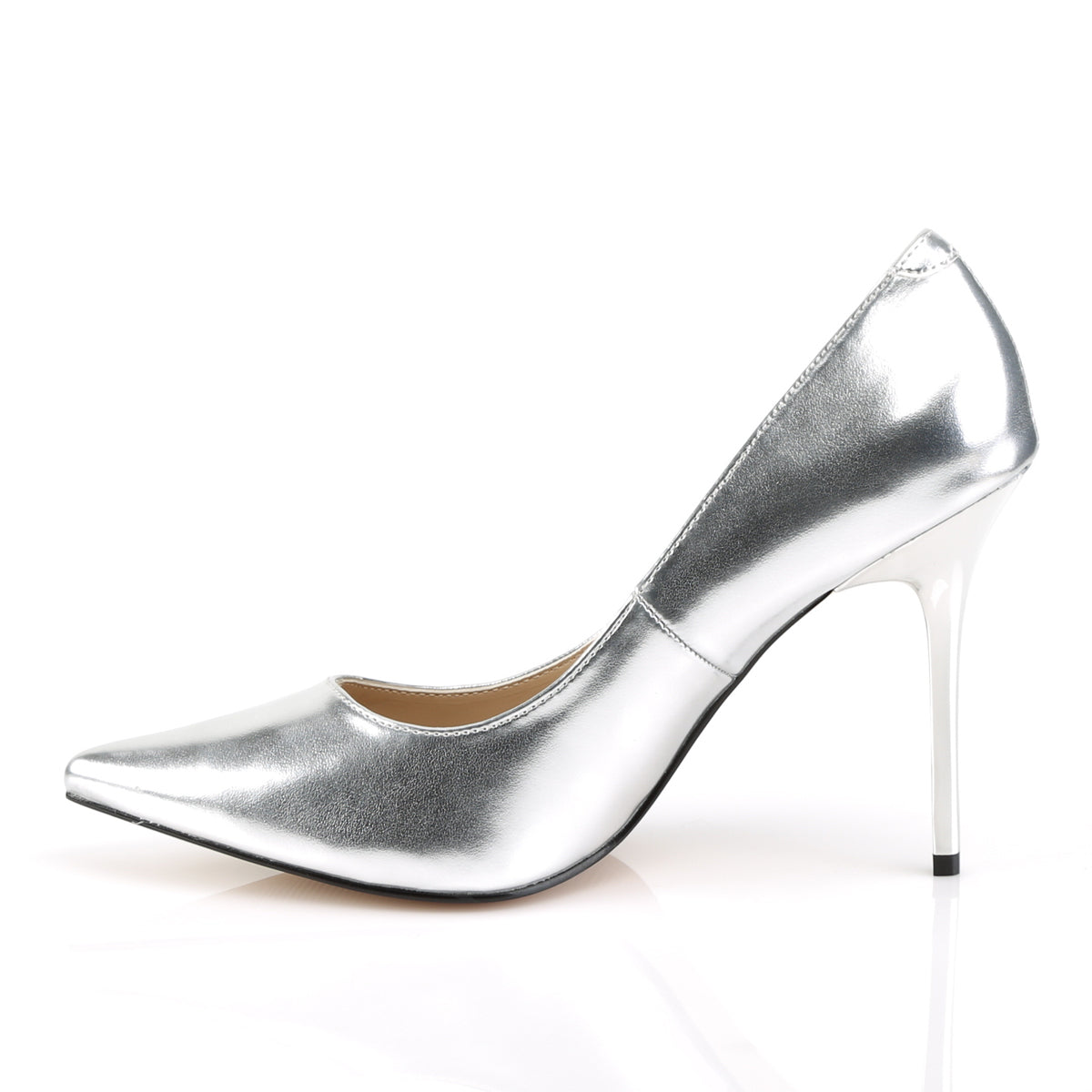 CLASSIQUE-20 Pleaser Silver Met Pu Single Sole Shoes [Fetish Shoes]