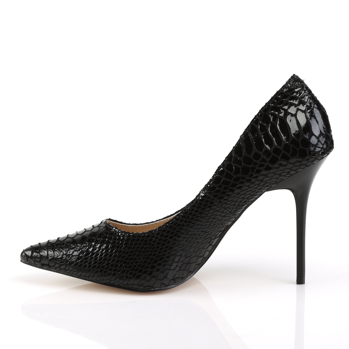 CLASSIQUE-20SP Pleaser Black Snake-Print Leather Single Sole Shoes [Sexy Shoes]
