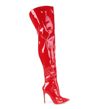 COURTLY-3012 Pleaser Red Patent Sexy Single Sole Shoes (Fetish Footwear)