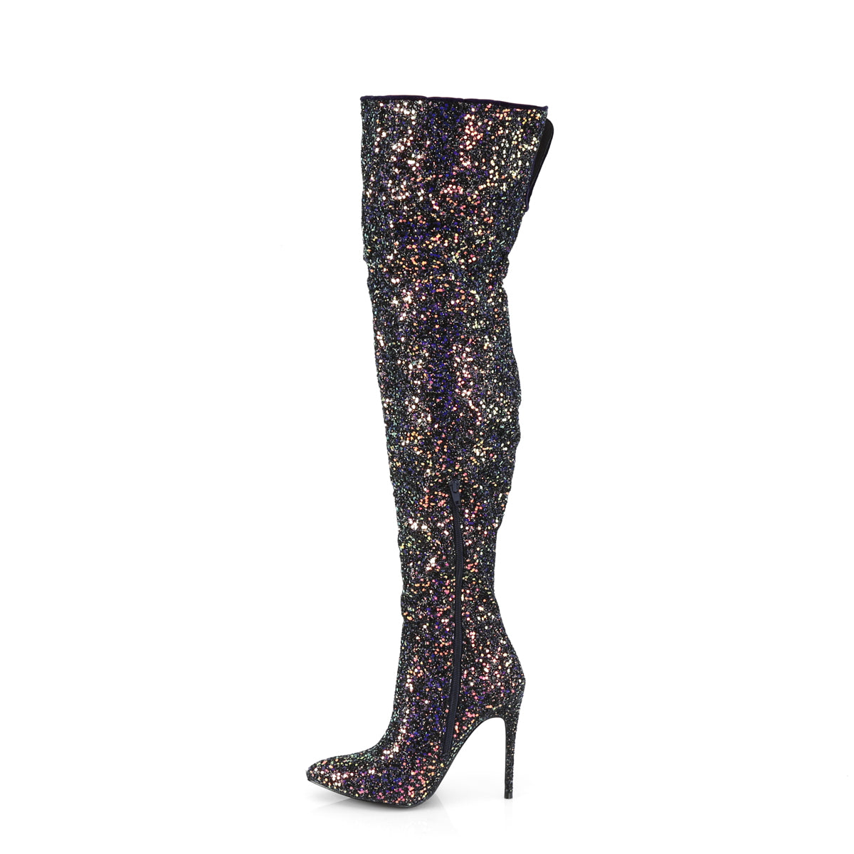 COURTLY-3015 Pleaser Black Multi Glitter Single Sole Shoes [Kinky Boots]