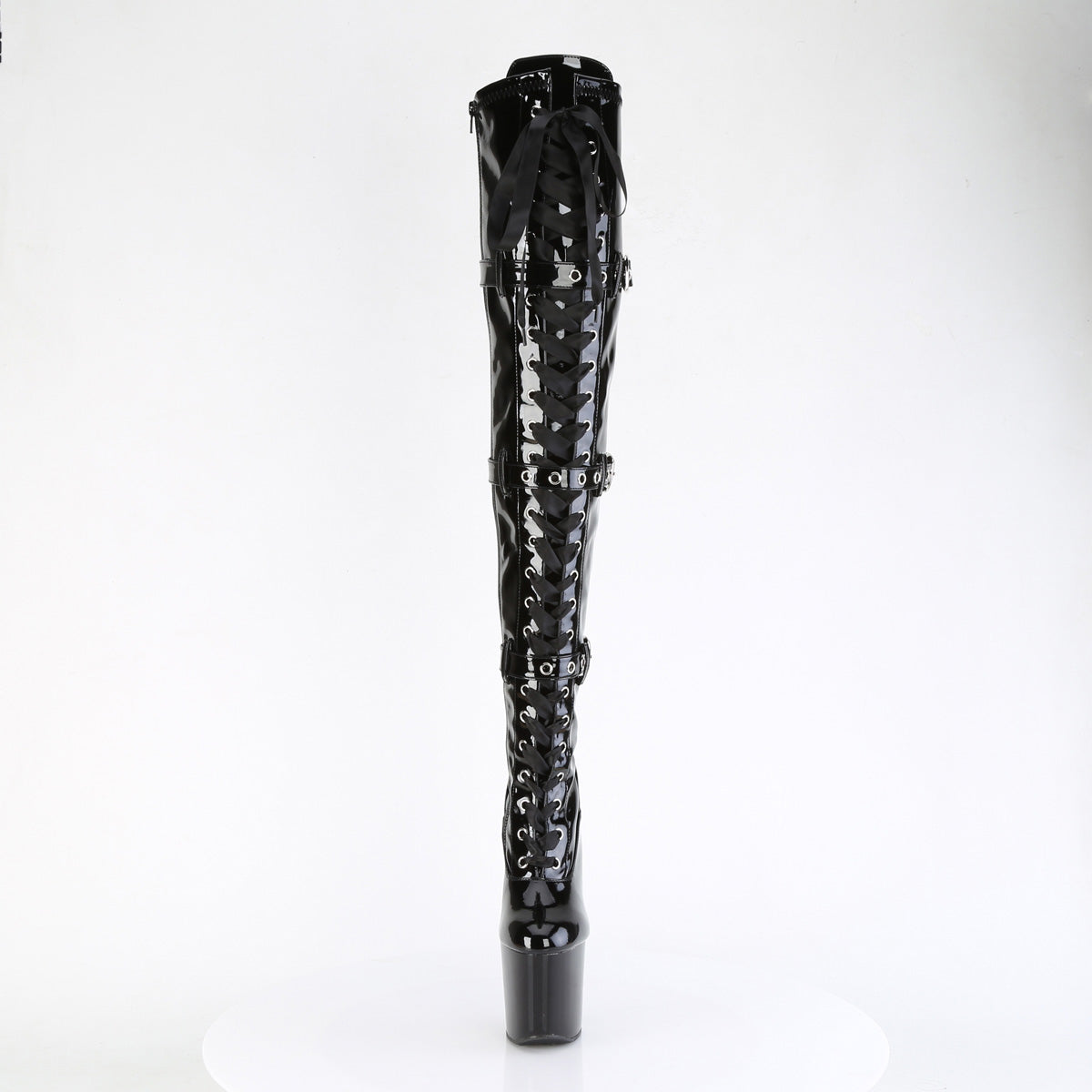 CRAZE-3028 Pleaser Black Stretch Patent/Black Platform Shoes [Kinky Boots]