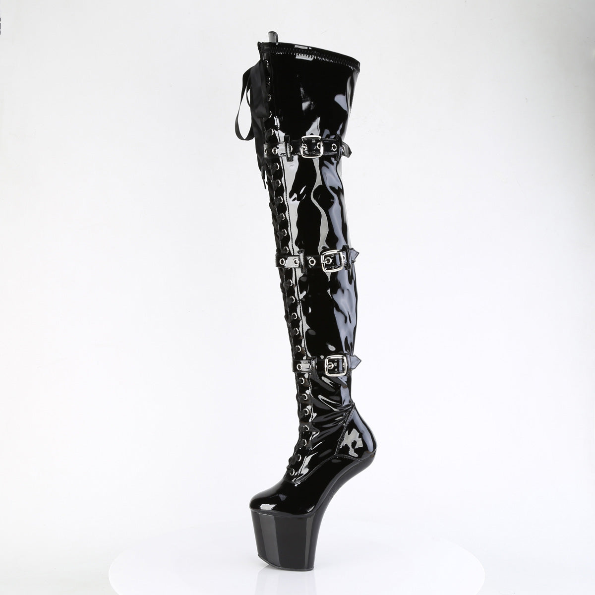 CRAZE-3028 Pleaser Black Stretch Patent/Black Platform Shoes [Kinky Boots]