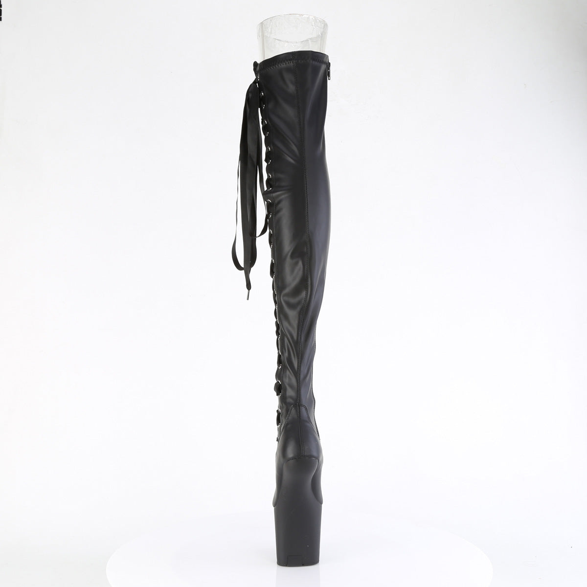 CRAZE-3050 Pleaser Black Stretch Faux Leather/Black Matte Platform Shoes [Kinky Boots]