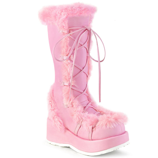 CUBBY-311 Alternative Footwear Demonia Women's Mid-Calf & Knee High Boots B. Pink Vegan Leather