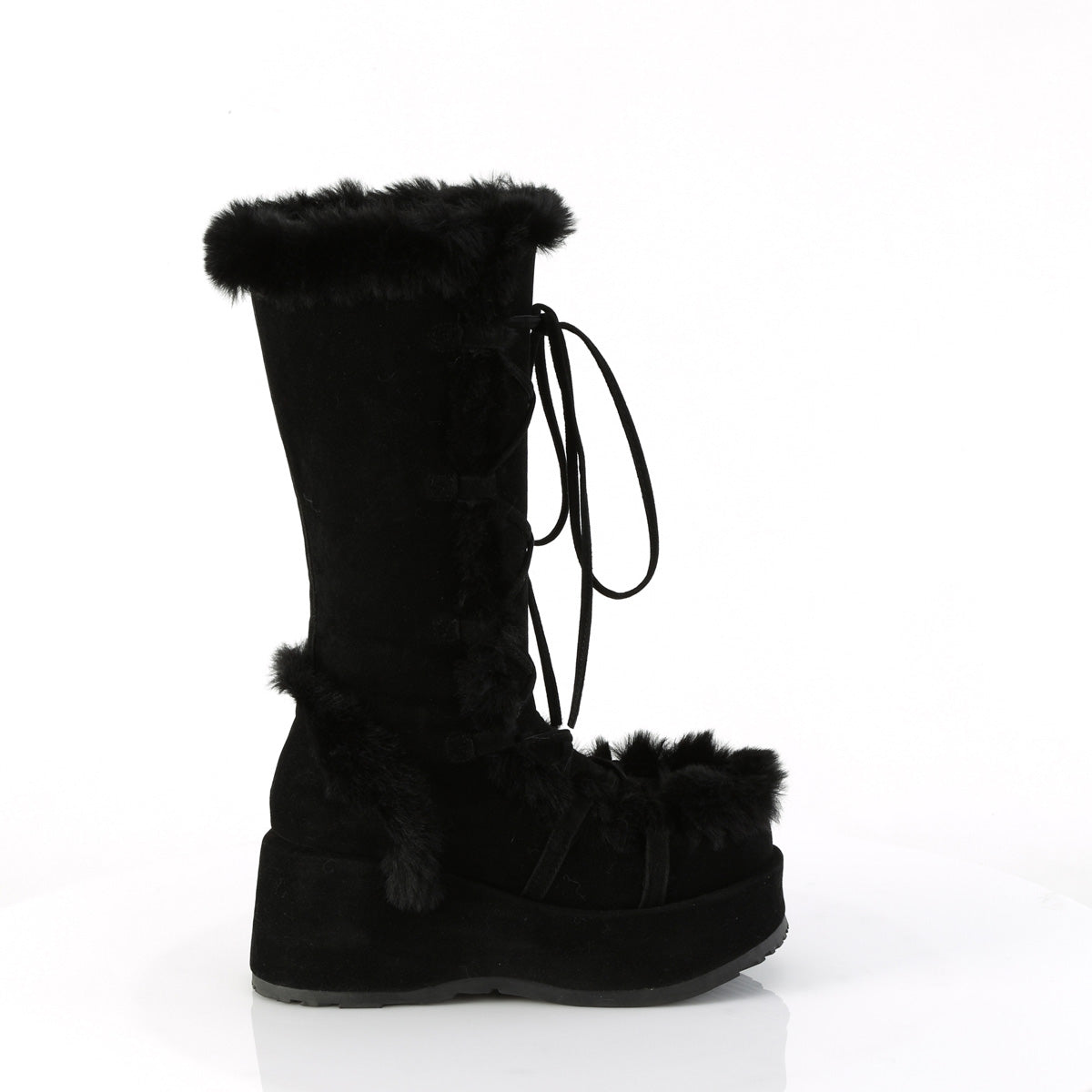 CUBBY-311 Demonia Black Vegan Suede Women's Mid-Calf & Knee High Boots [Demonia Cult Alternative Footwear]